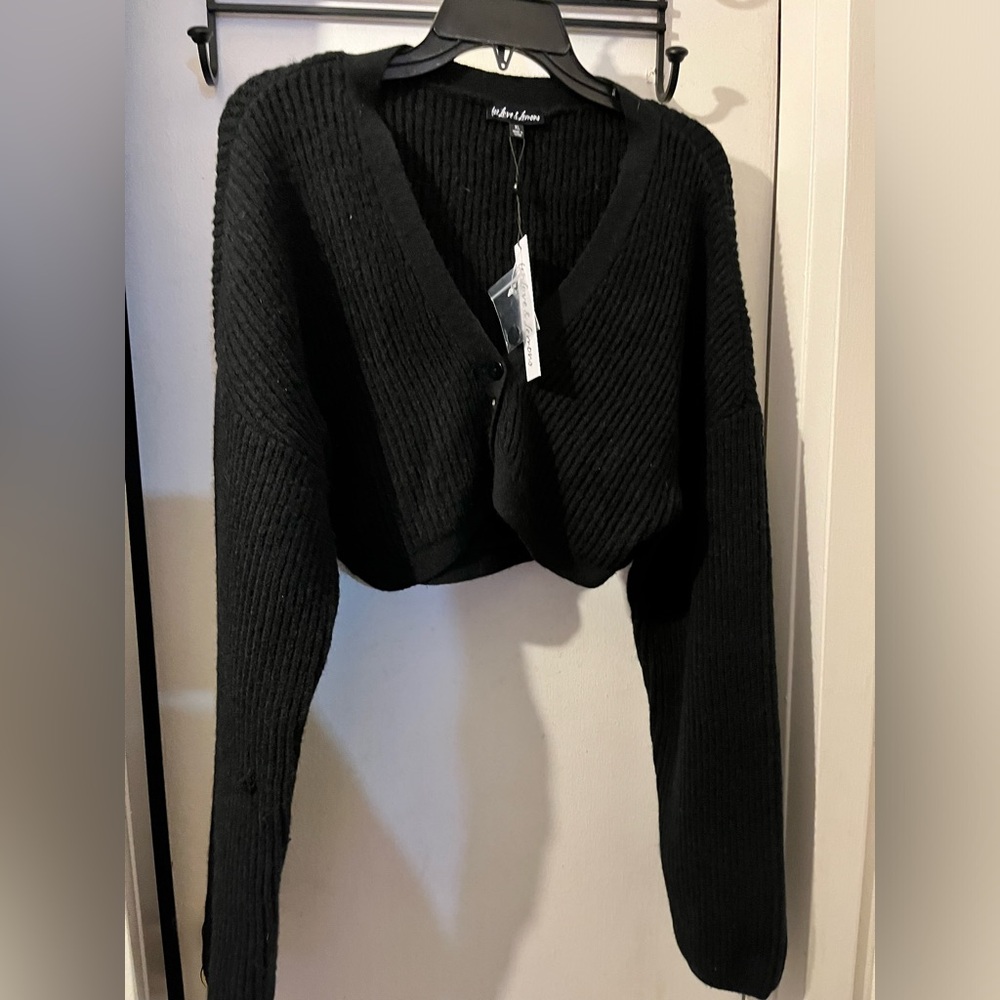 For Love and Lemons-size XL- new black cropped fuzzy sweater. NWT.